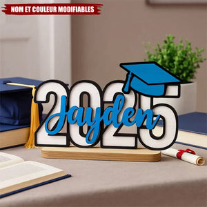 Plaque en Bois Personnalisée avec Prénom – Souvenir de Remise de Diplôme 2025