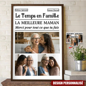 Affiche Personnalisée Le Temps en Famille — Hommage à Maman/Papa avec Vos Photos