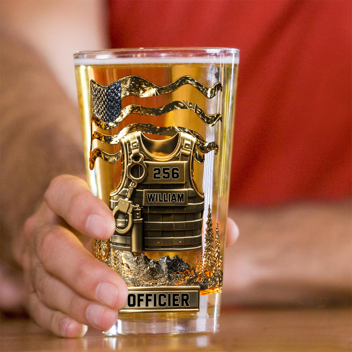 Servir et Protéger – Verre à Bière Personnalisé pour Policier
