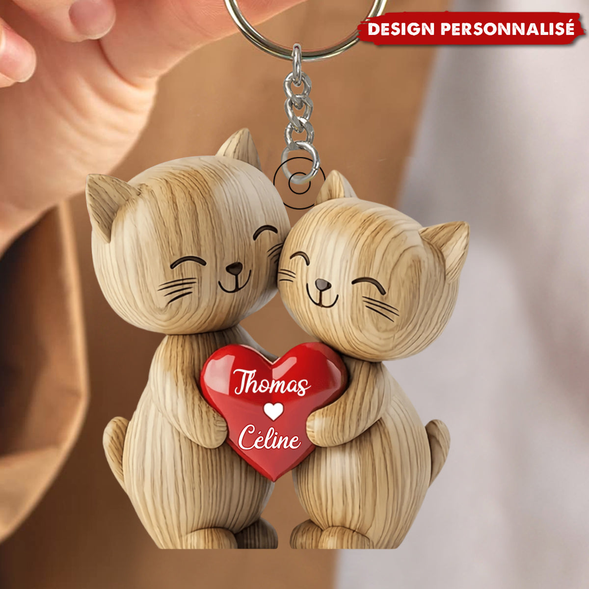 Porte-clés Couple de Chats – Cadeau Mignon et Personnalisé