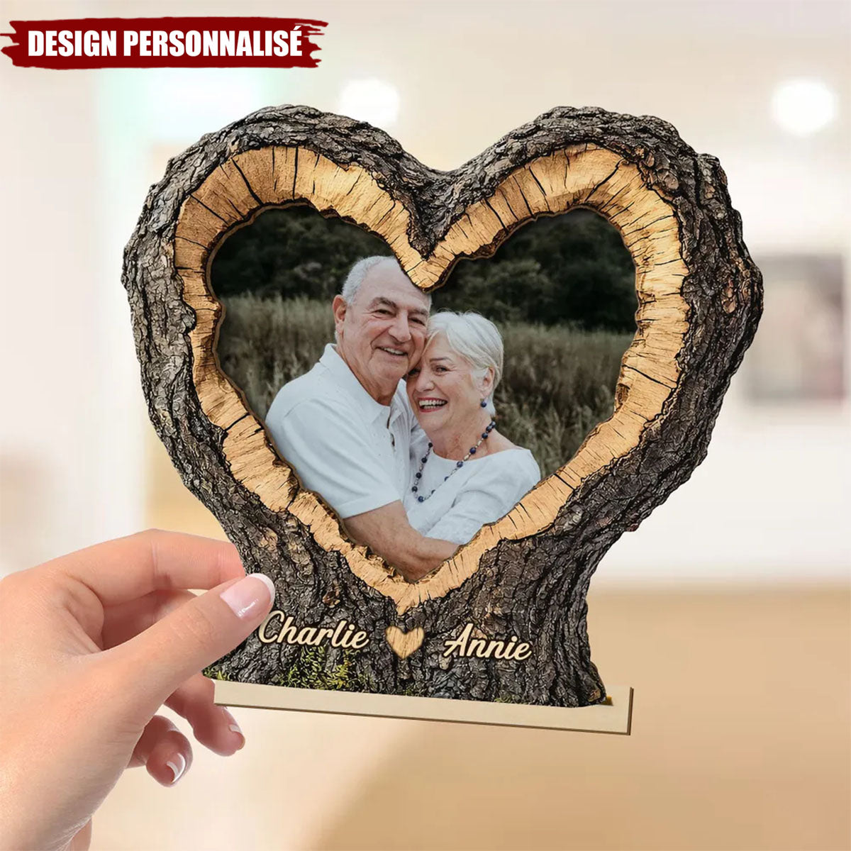 Plaque en Bois en Forme de Cœur Personnalisée - Cadeau de Saint-Valentin pour Lui, pour Elle