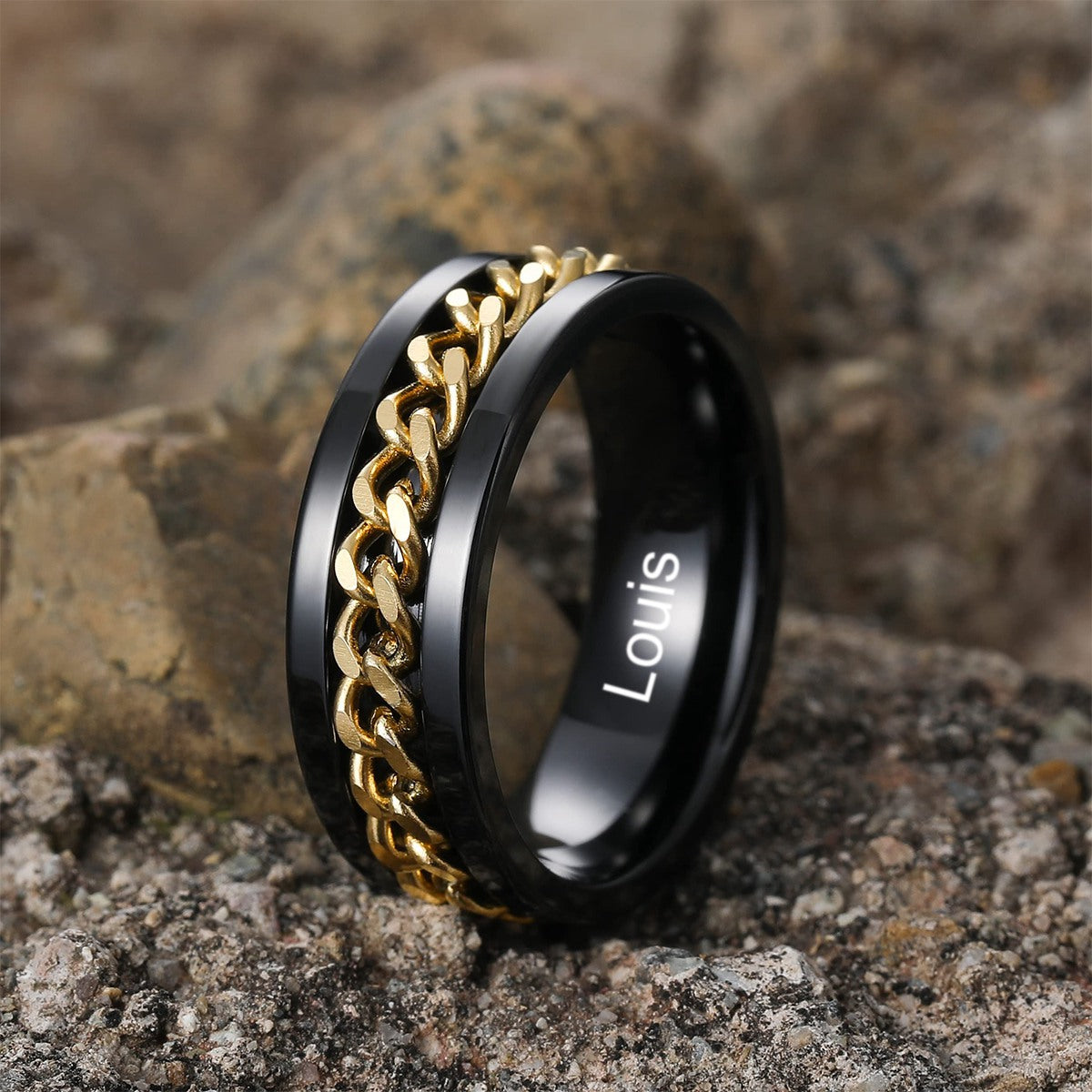 Bague Tournante Chaîne Homme – Acier Inoxydable Élégant et Moderne