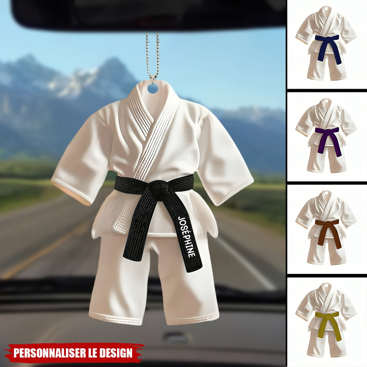 Cadeau Jiu-Jitsu, Karate - Ornament de voiture personnalisé ceinture noire
