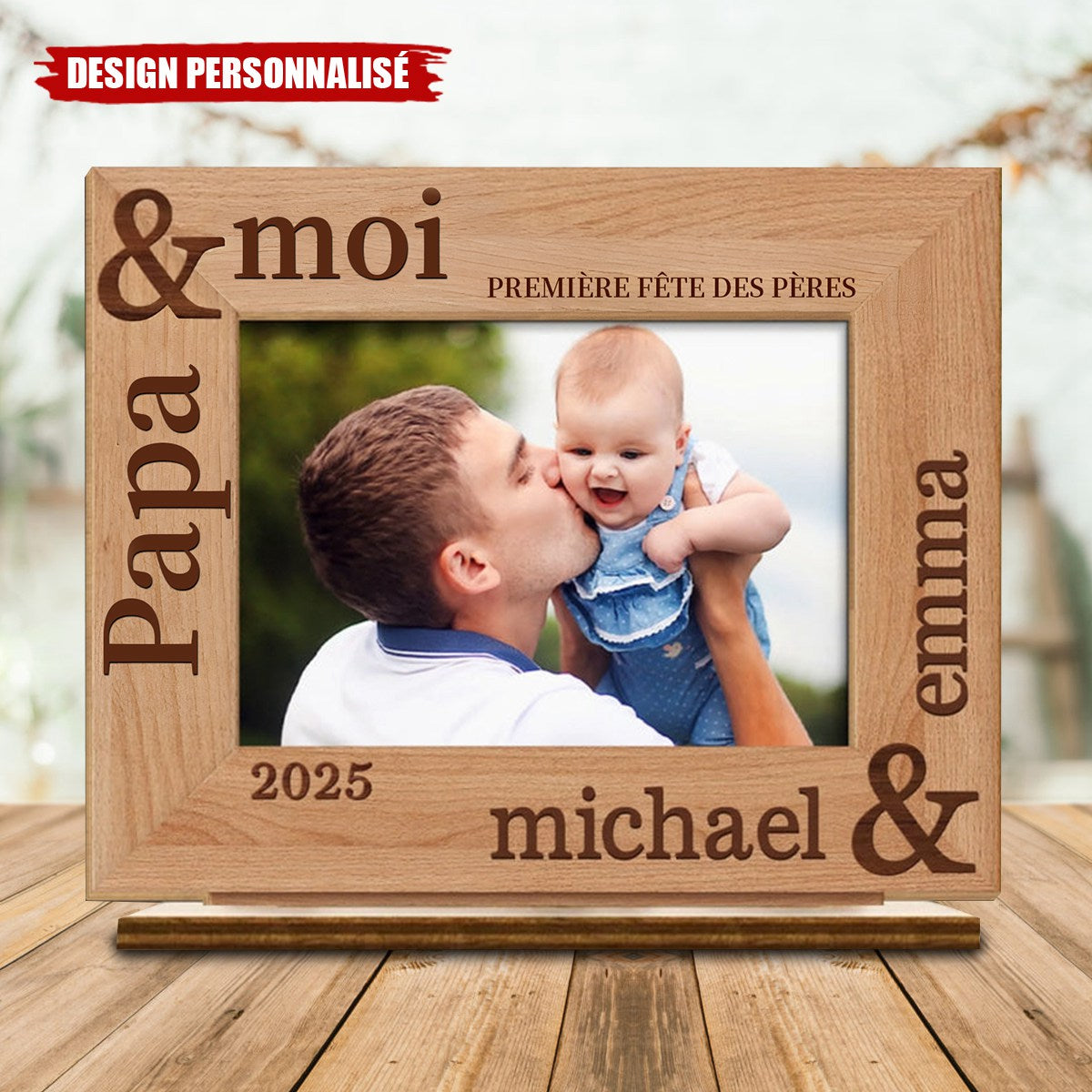 Plaque en bois personnalisée – Papa & Moi, Première Fête des Pères