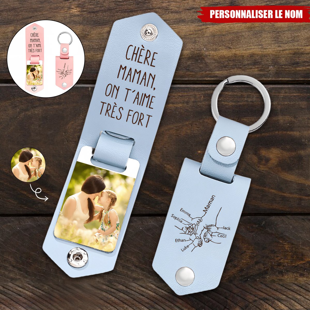 Porte-clés personnalisé pour Maman– Nom personnalisé avec photo