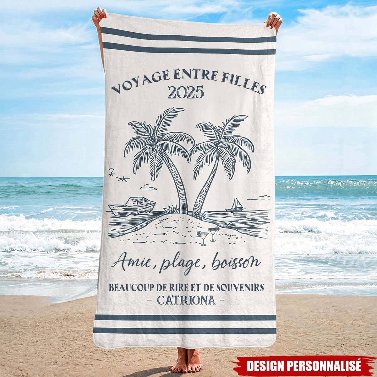 Serviette de Plage Personnalisée – Voyage entre Filles 2025