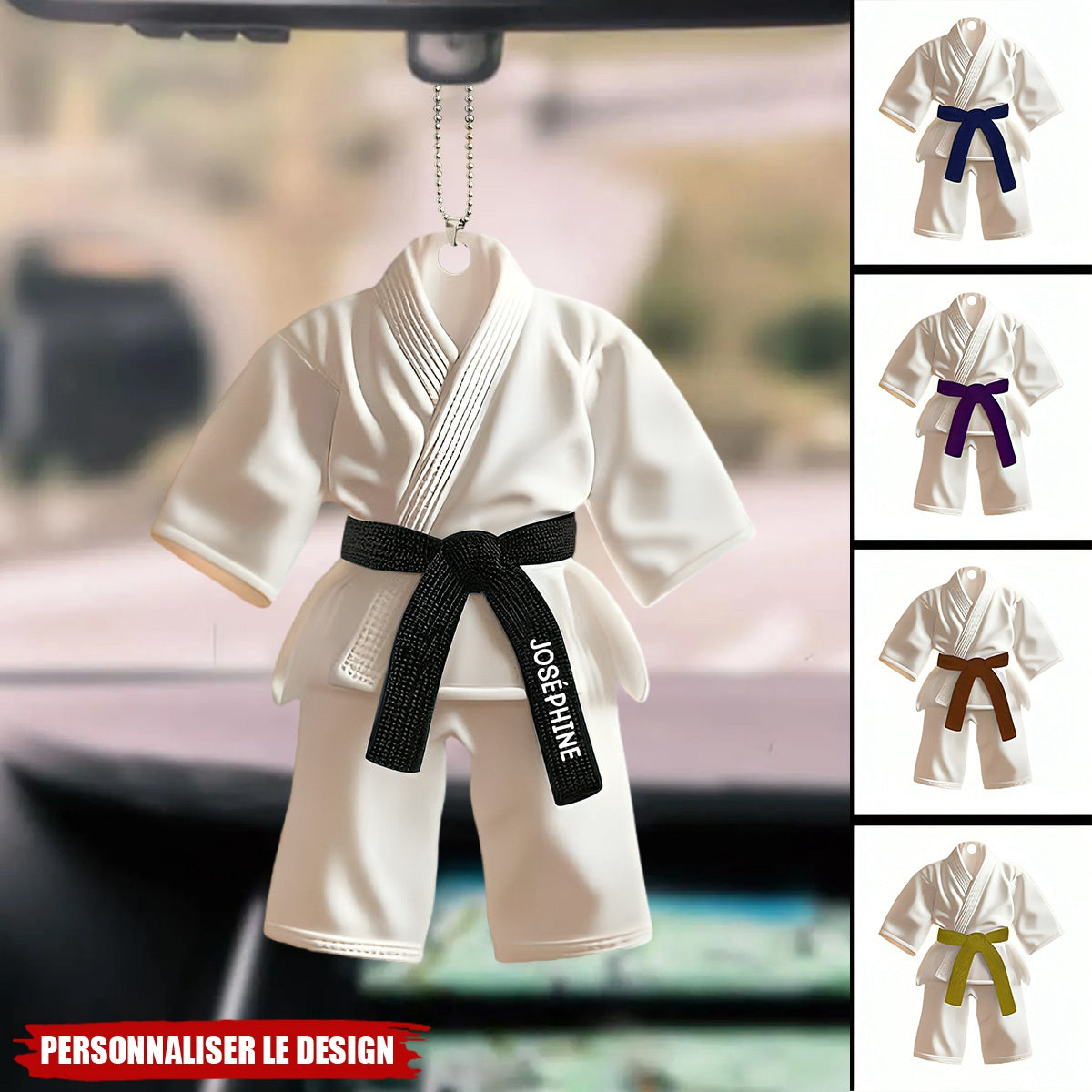 Cadeau Jiu-Jitsu, Karate - Ornament de voiture personnalisé ceinture noire