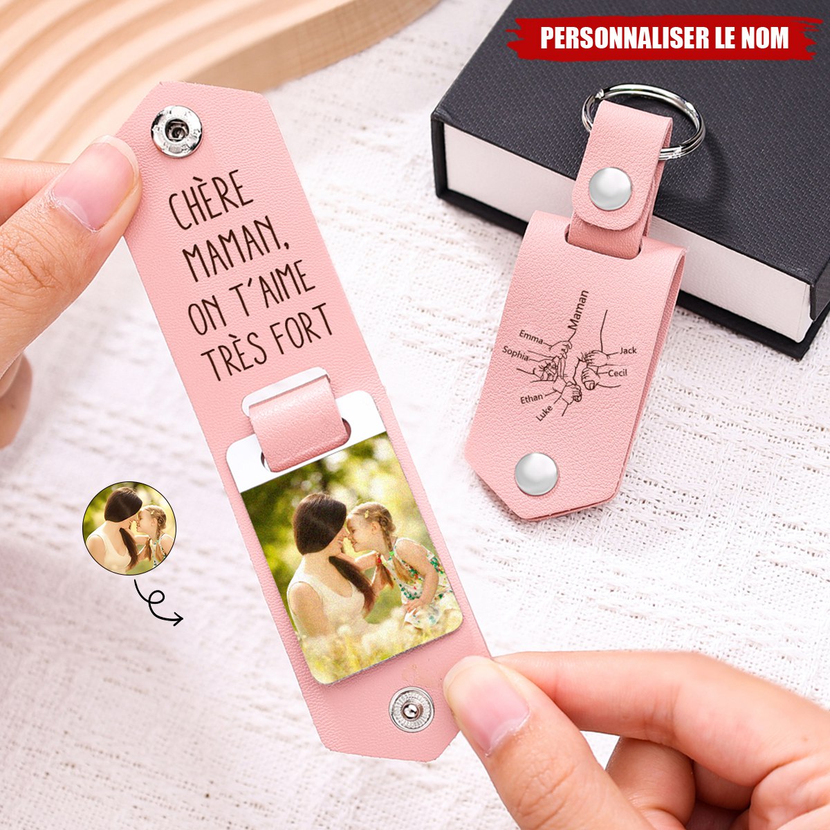 Porte-clés personnalisé pour Maman– Nom personnalisé avec photo