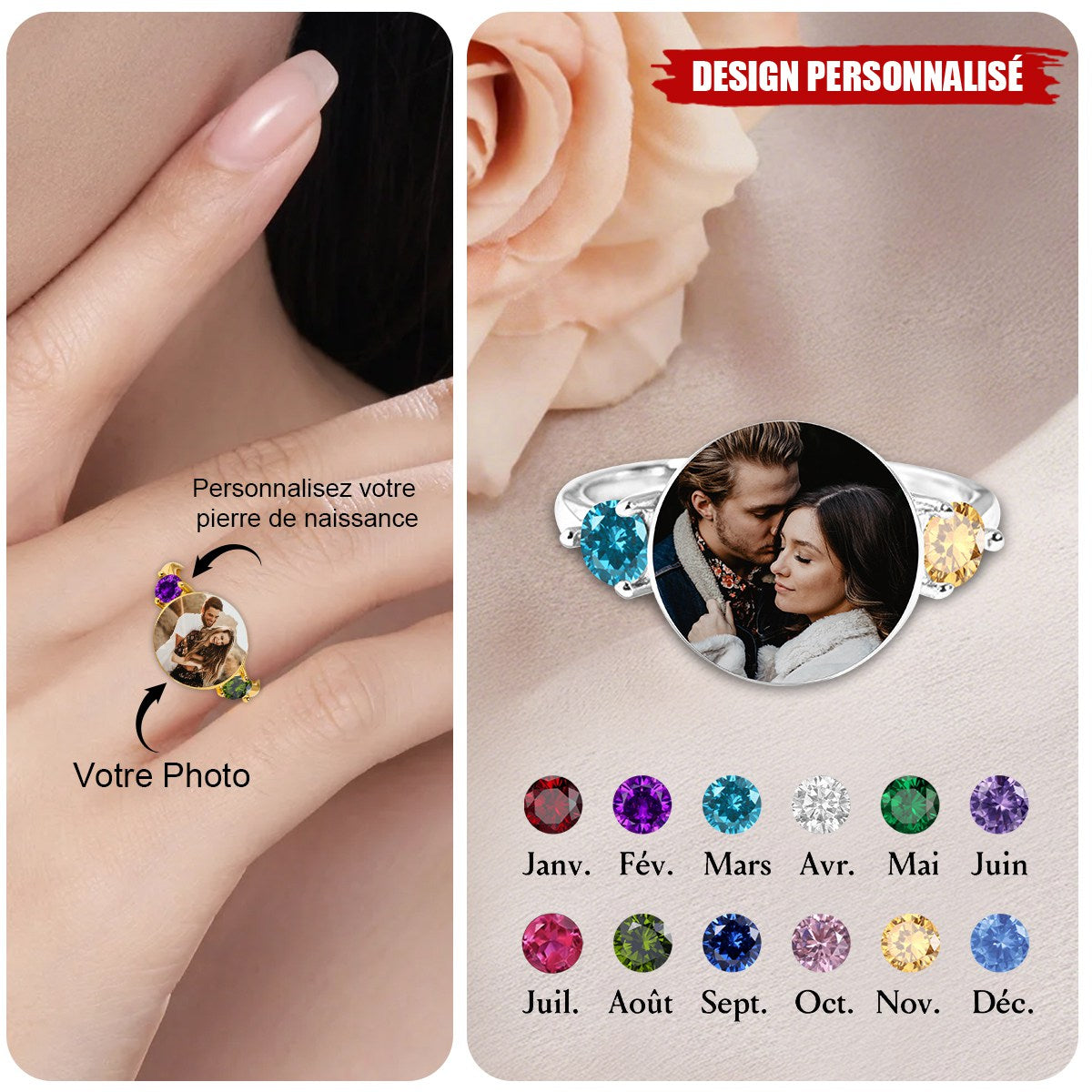 Bague Personnalisée avec Photo – Symbole de Votre Amour