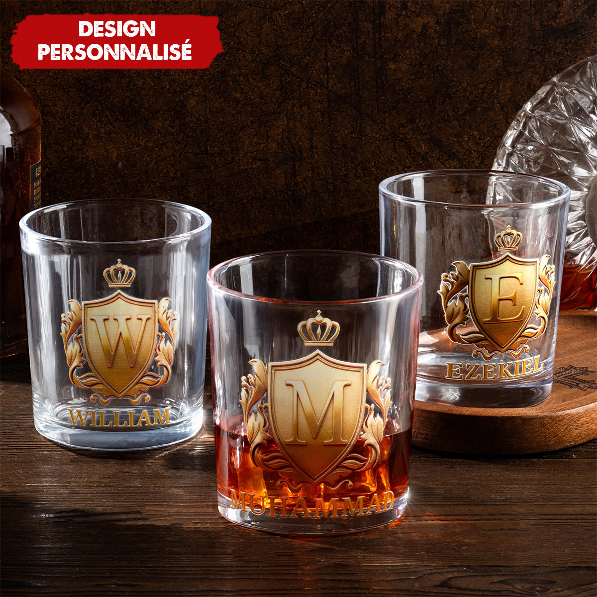 Verre à Whisky Personnalisé "Blason Royal" - Cadeau pour les amateurs de whisky