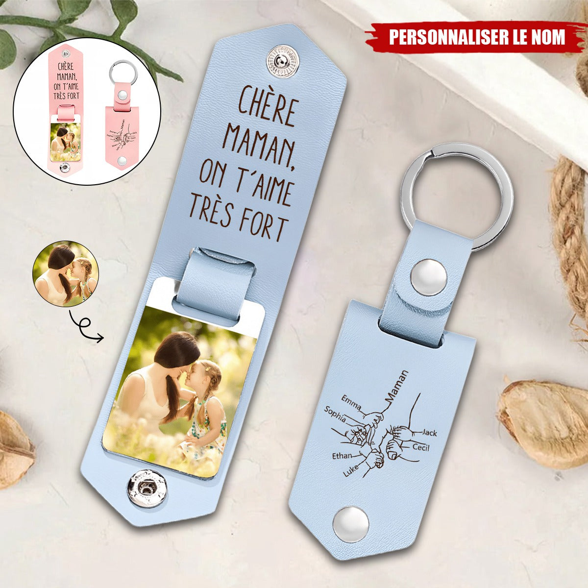 Porte-clés personnalisé pour Maman– Nom personnalisé avec photo