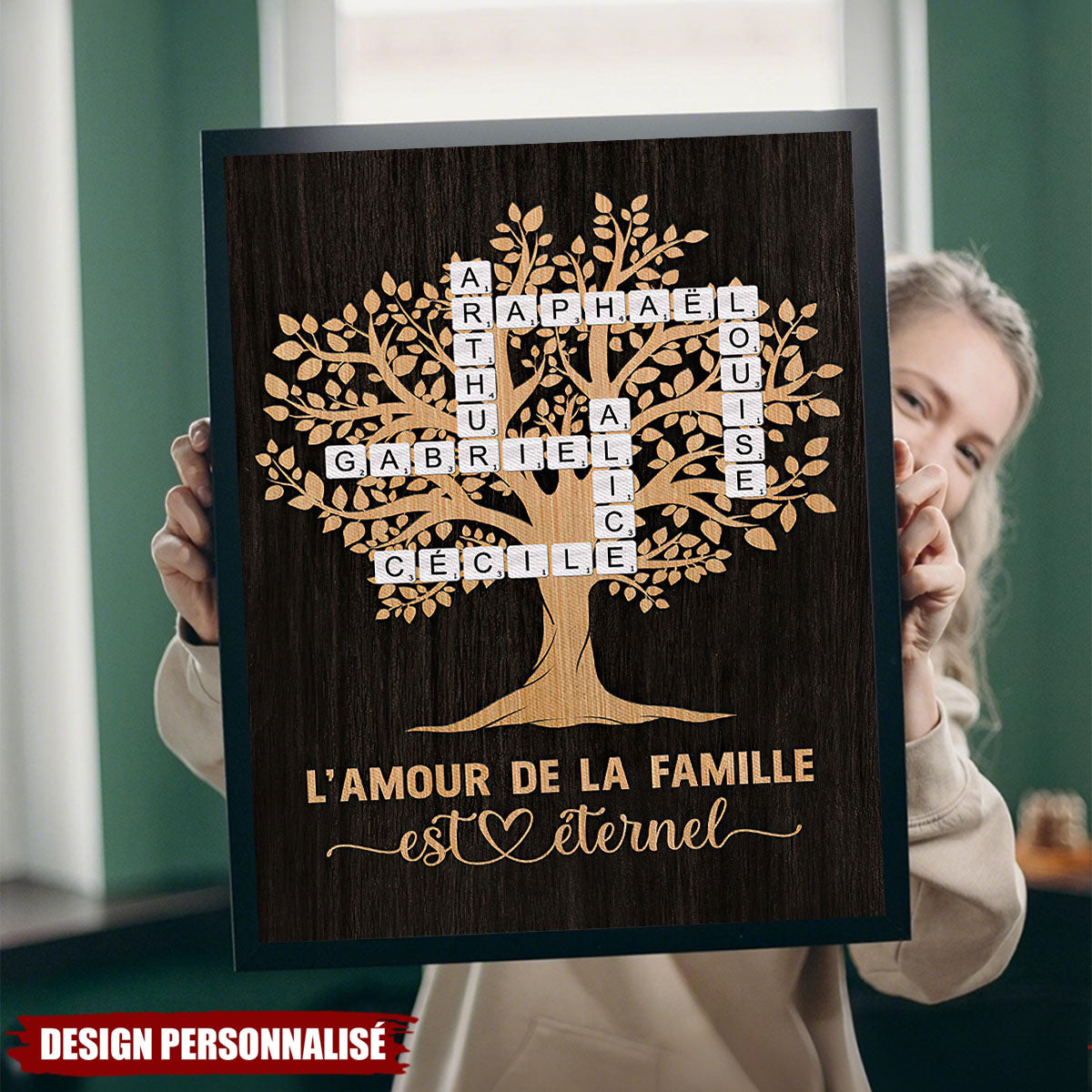 Affiche Arbre Généalogique Personnalisé – Noms de Famille en Mots Croisés