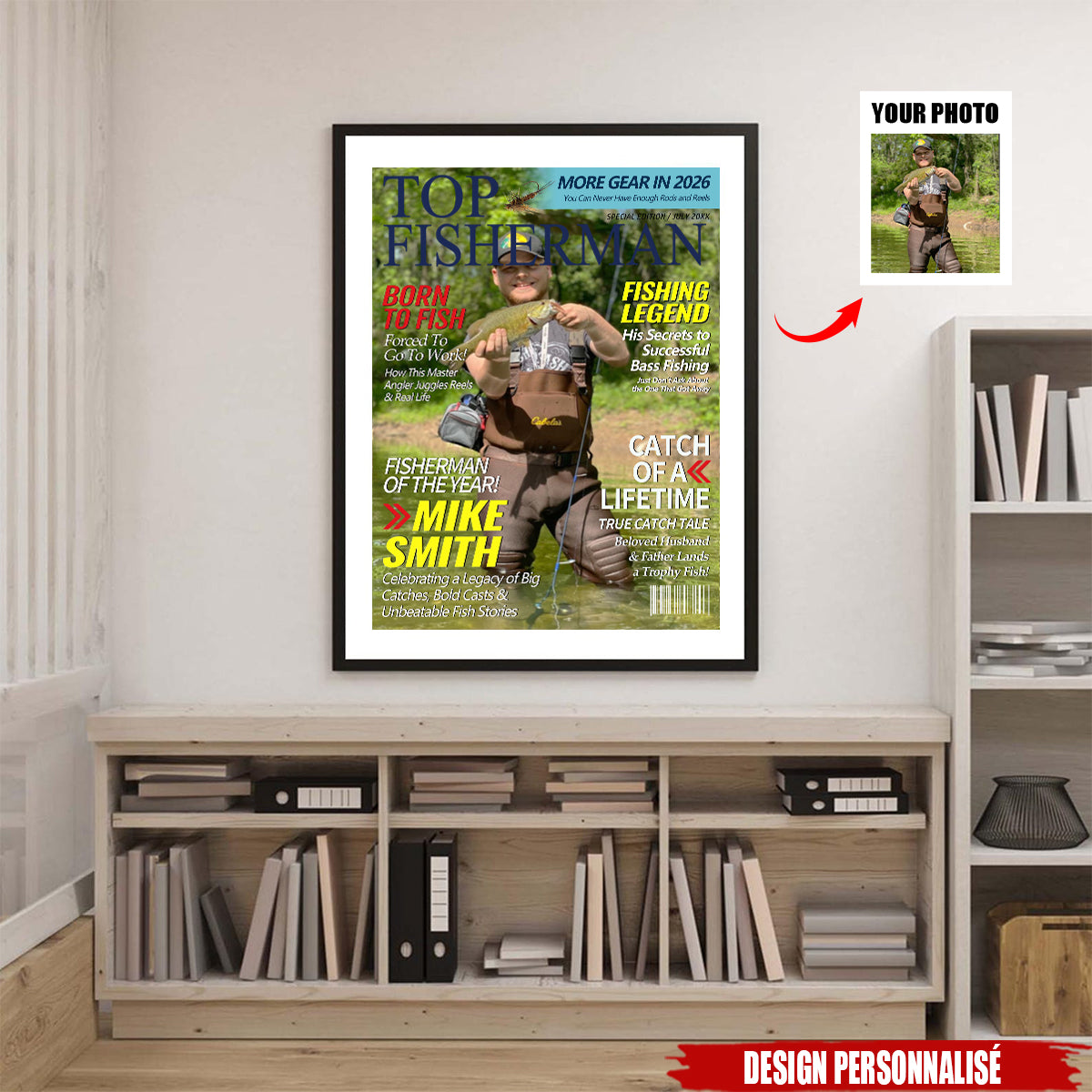 Personalized Fishing Magazine Cover Poster – Unique Gift for Anglers & Fishing Lovers