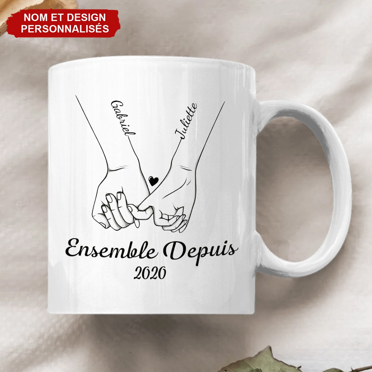 Mug Couple Personnalisé – Mug Promesse du Petit Doigt avec Noms Personnalisés