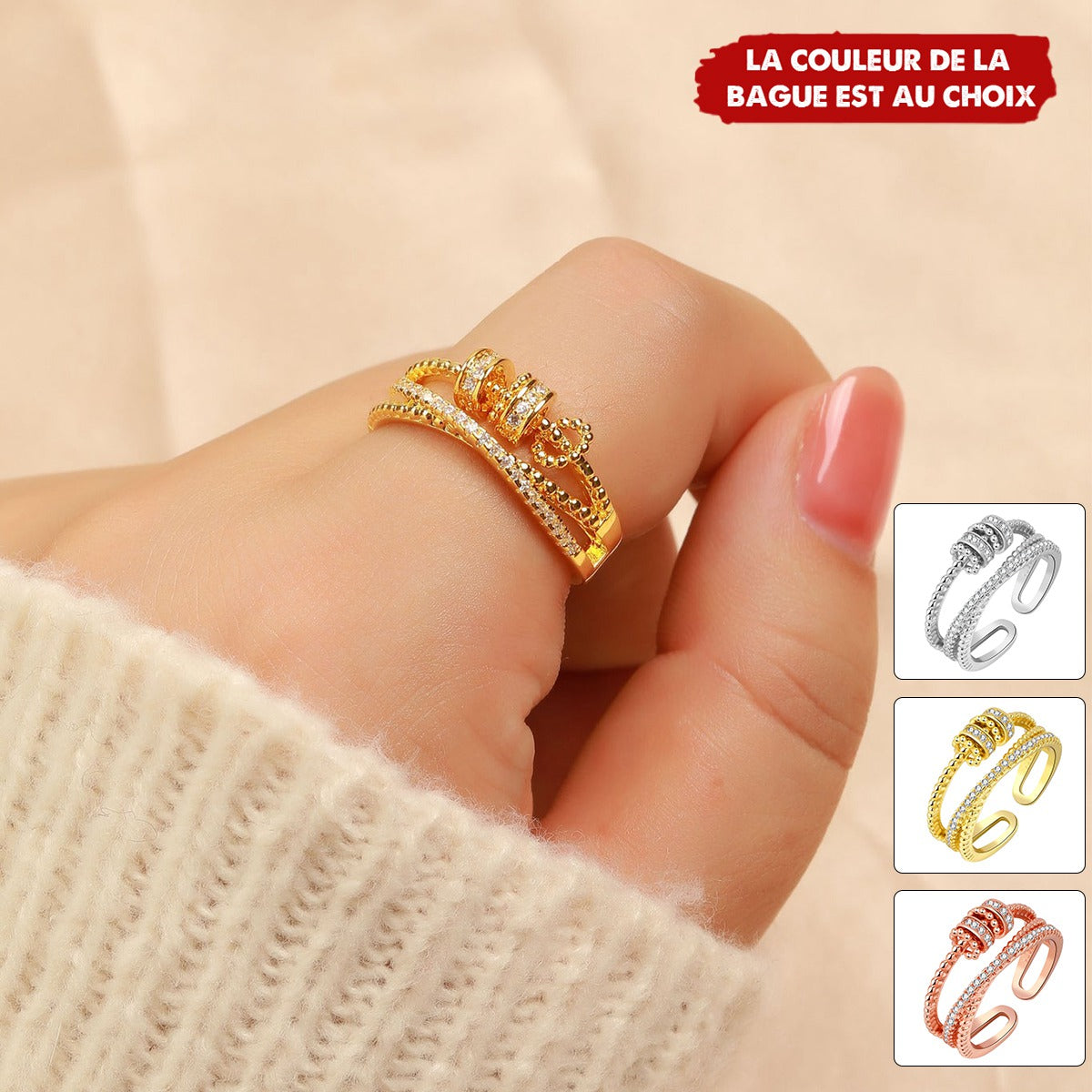 À Ma Fille - Bague Anti-Stress avec Message Touchant