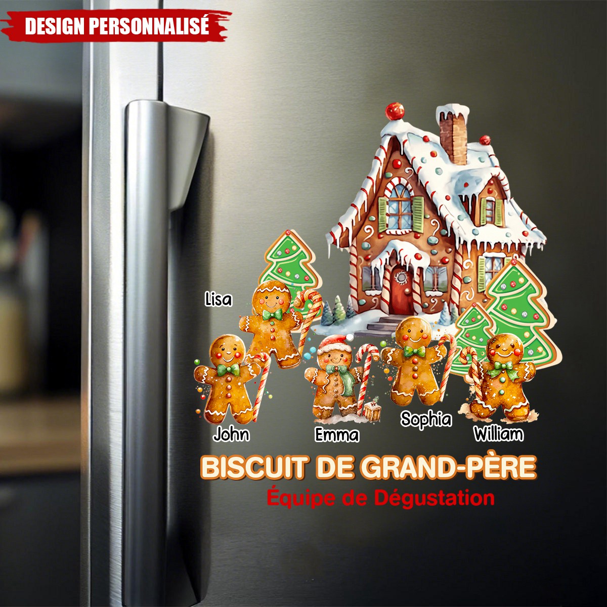 Autocollant Personnalisé de Noël  – Biscuit de Noël en Famille
