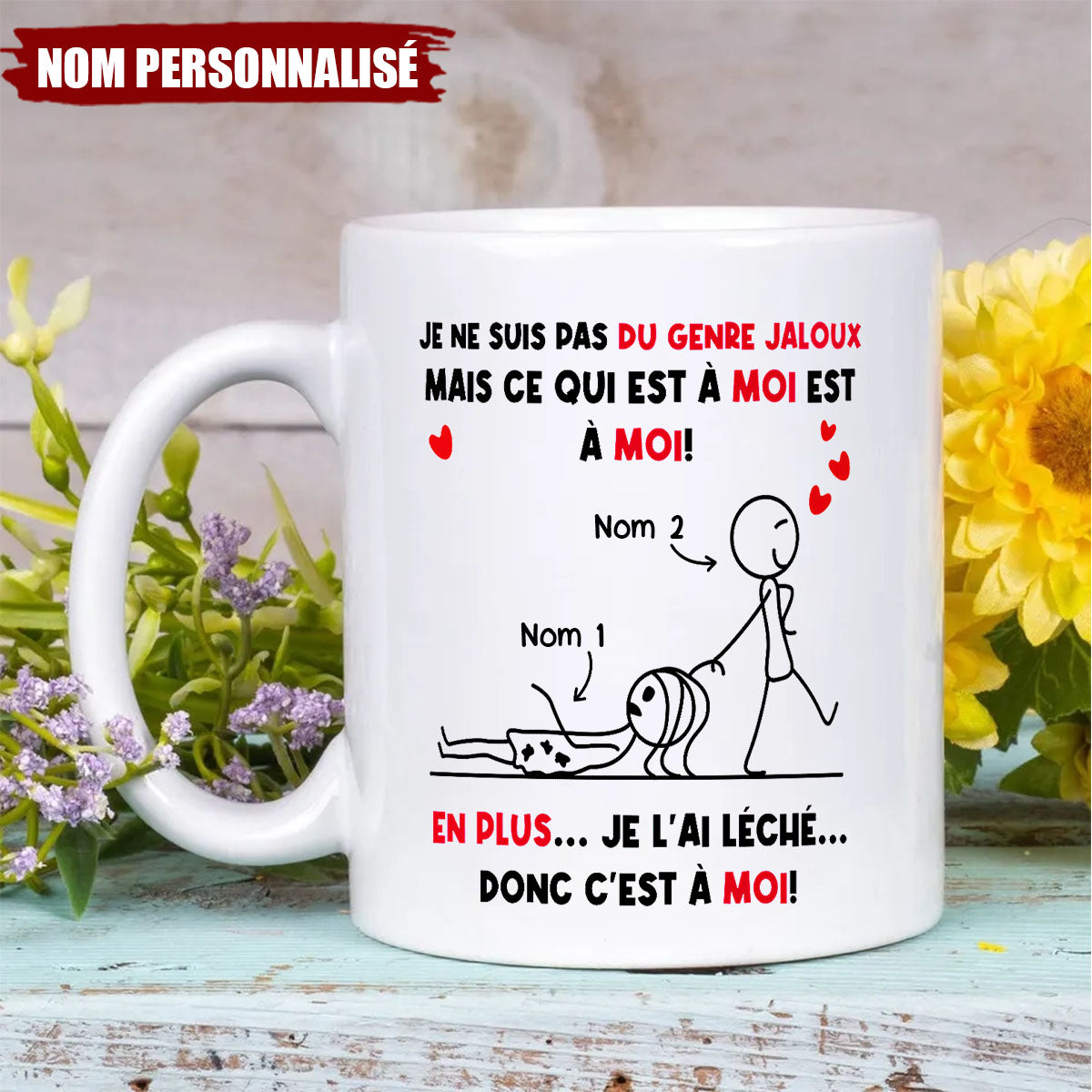 Mug Personnalisé - Cadeau Amusant pour Couple, Amoureux et Mariés