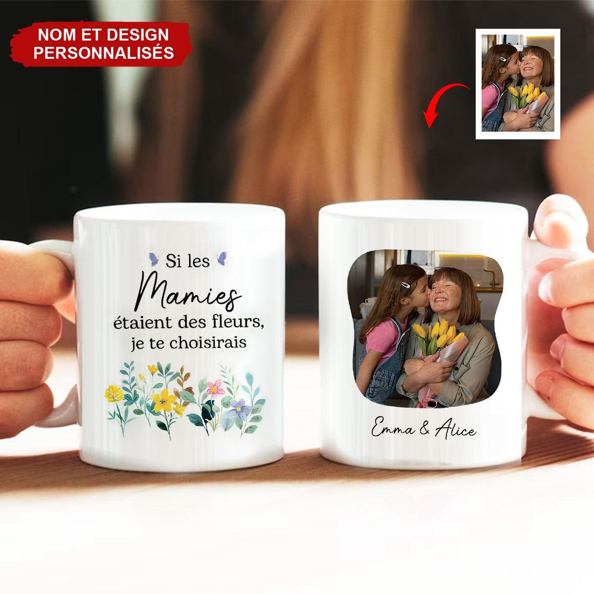 Mug Personnalisé pour Mamie – Cadeau avec Photo et Message Personnalisé