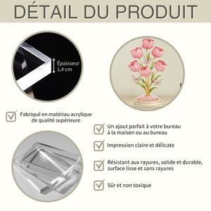 Statue Personnalisée de Tulipes et Papillons - Cadeau Unique pour Maman ou Mamie