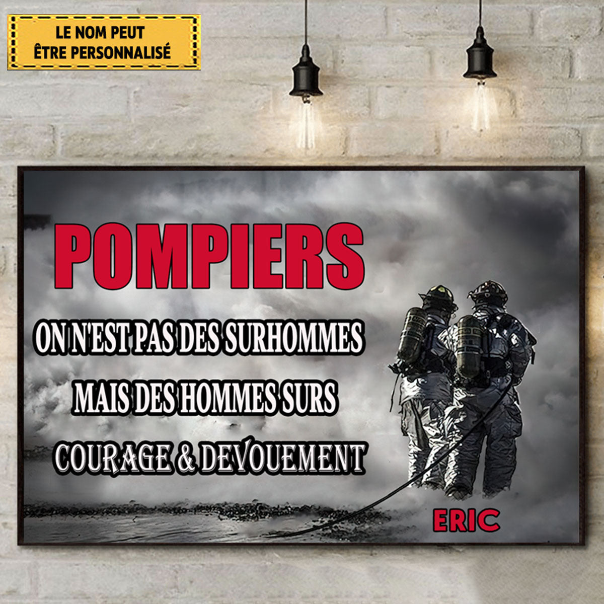 Tableau Déco Pompier Personnalisé – Hommage au Courage et Dévouement