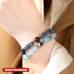 Bracelet en agate multicolore - Bijou Émotionnel Ajustable avec Projection d’Image