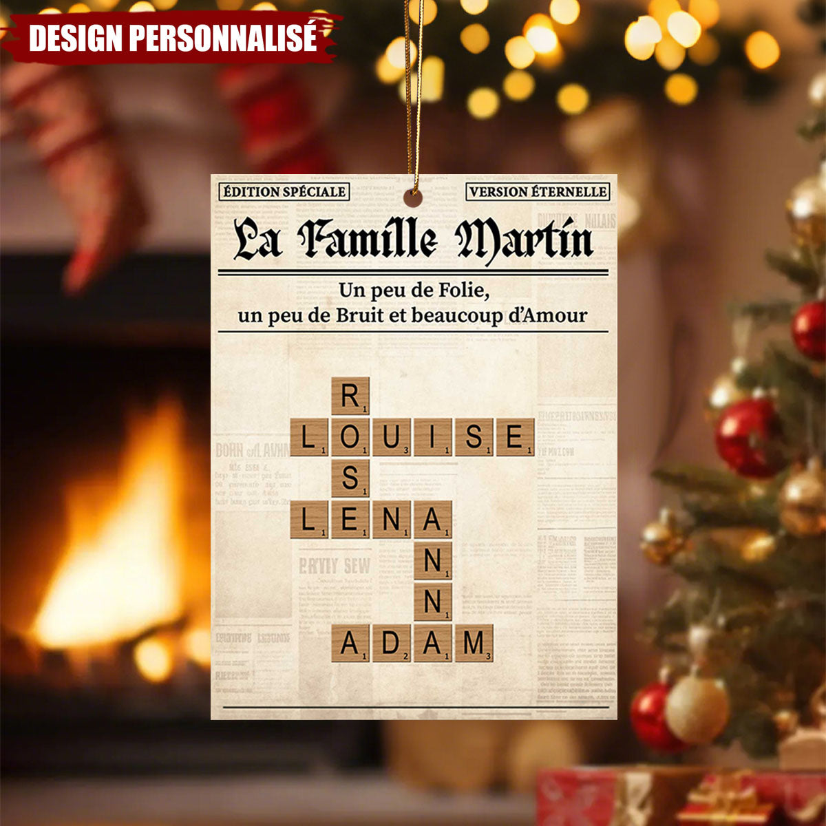 Ornement de Noël Personnalisé – Mots Croisés de la Famille