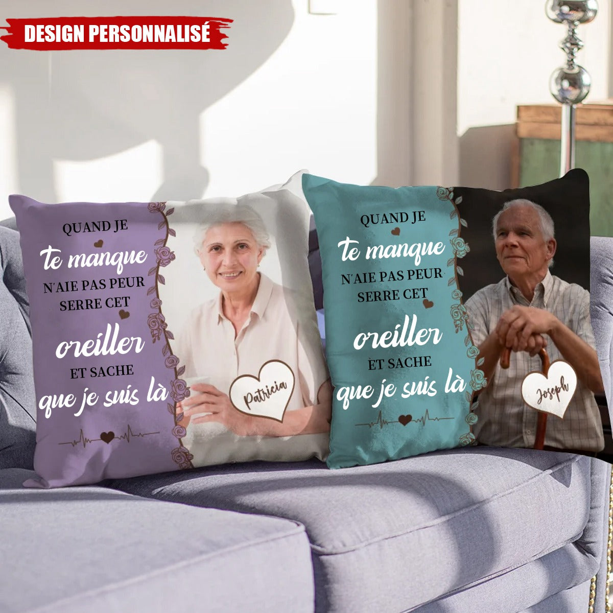 Coussin Personnalisé avec Photo - Cadeau en mémoire d’un être cher