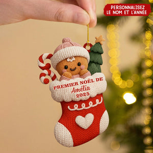 Décoration Personnalisée en Forme de Chaussette – Premier Noël de Bébé