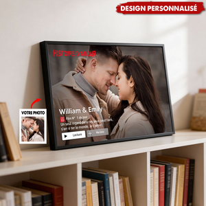 Affiche Personnalisée Couple – Histoire d’Amour Style Film avec Photo, Noms et Message
