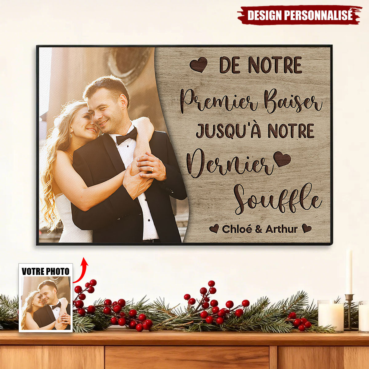 Affiche Personnalisée Couple avec Photo – De Notre Premier Baiser Jusqu’à Notre Dernier Souffle