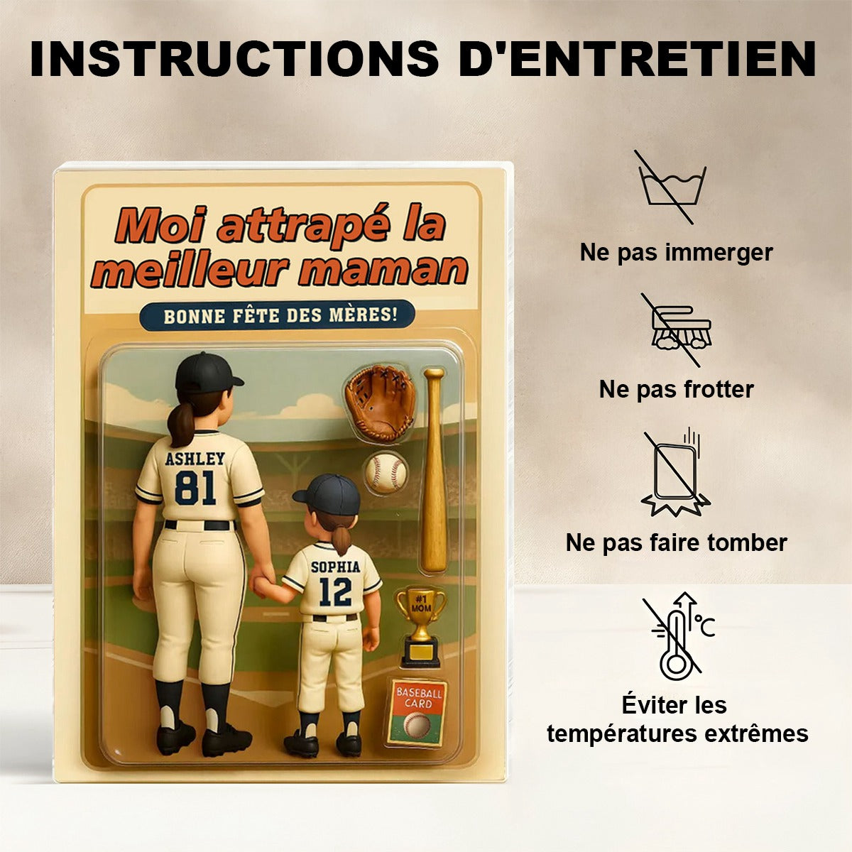 Cadeau Personnalisé Fête des Mères – Figurine "J’ai attrapé la meilleure maman"