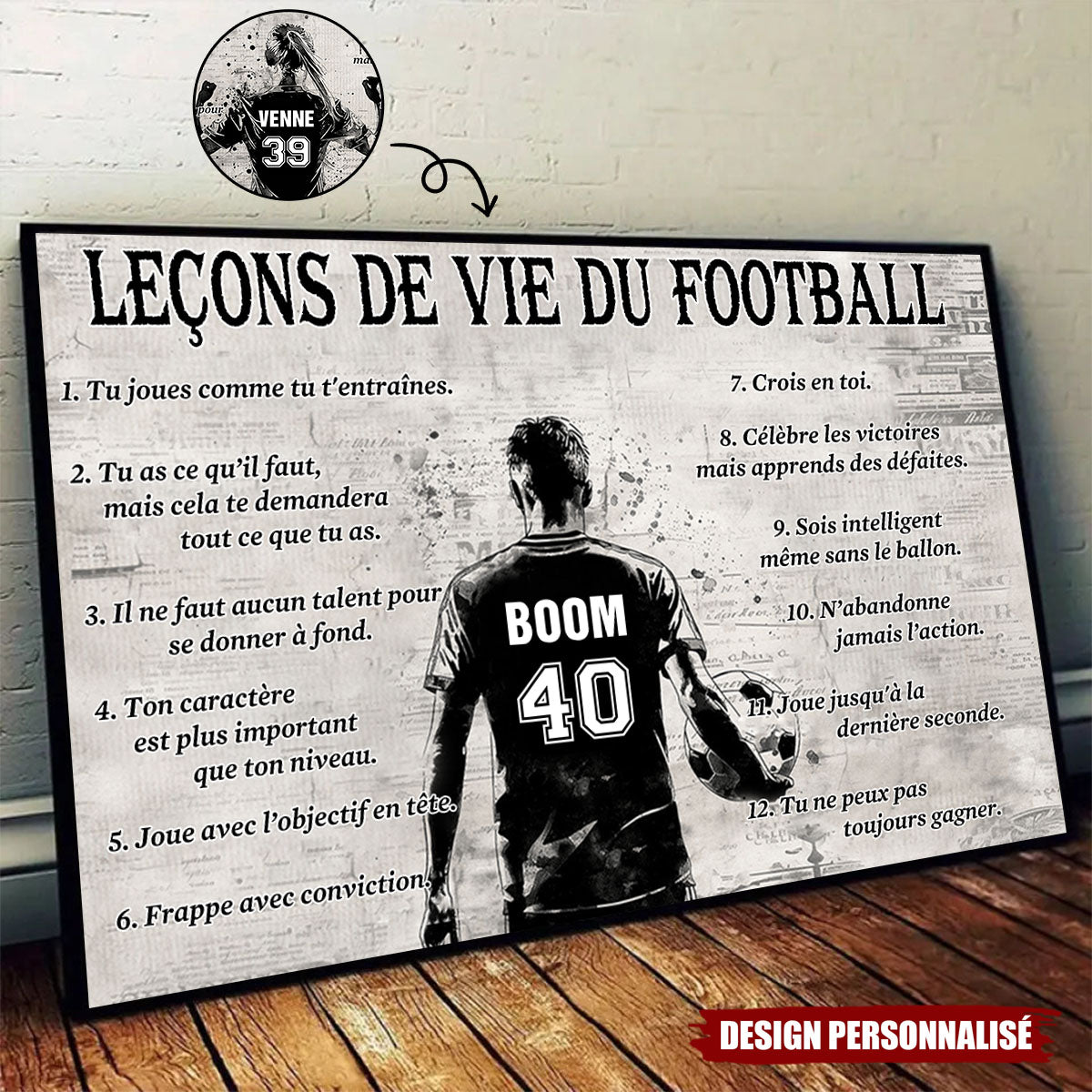 Affiche Personnalisée Leçons de Vie du Football – Cadeau pour les Passionnés de Football