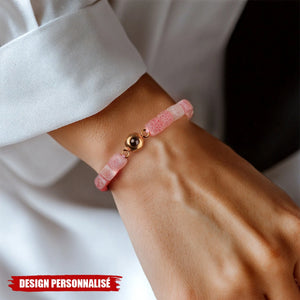 Bracelet en agate multicolore - Bijou Émotionnel Ajustable avec Projection d’Image