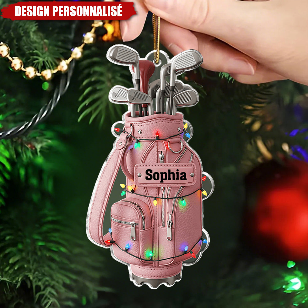 Décoration de Noël Personnalisée Sac de Golf – Cadeau Unique pour les Amateurs de Golf