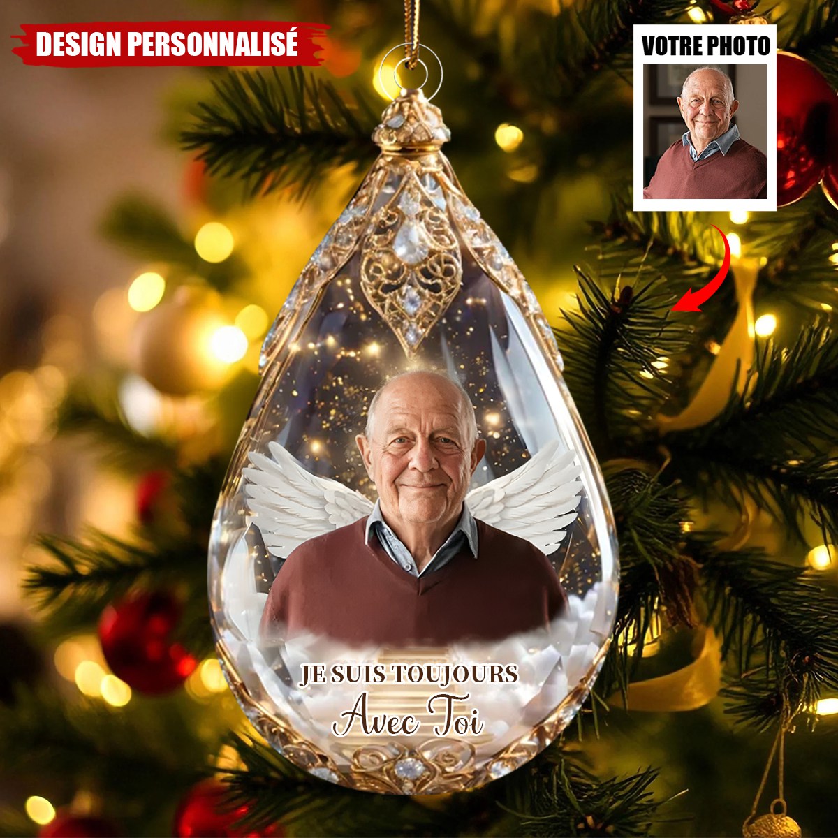 Ornement Commémoratif Ange Personnalisé – Souvenir Photo Personnalisé