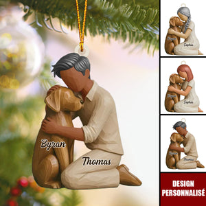 Ornement Noël Personnalisé – Câlin Tendresse avec Votre Chien