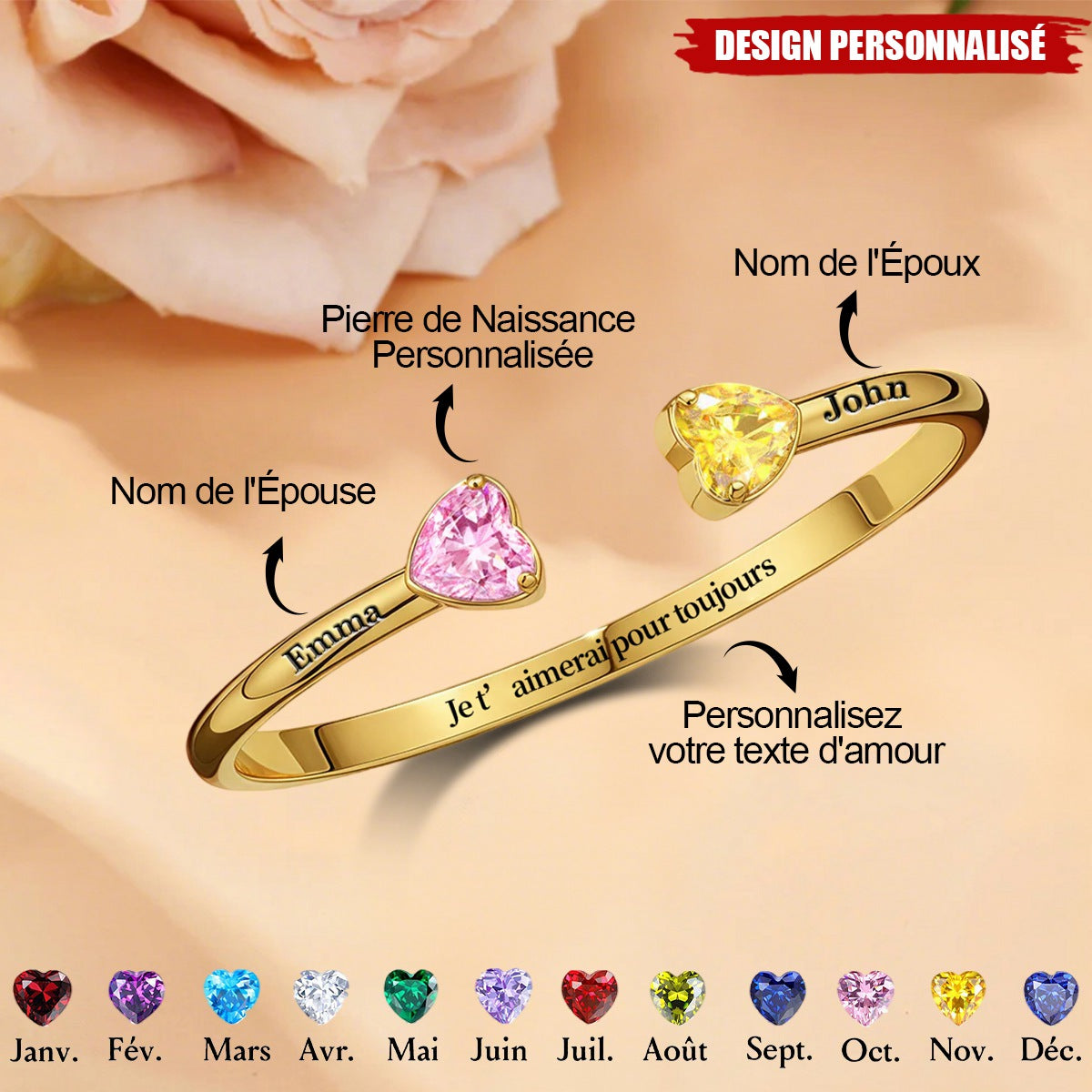 Je t’aimerai pour toujours - Bracelet Amour Éternel Personnalisé