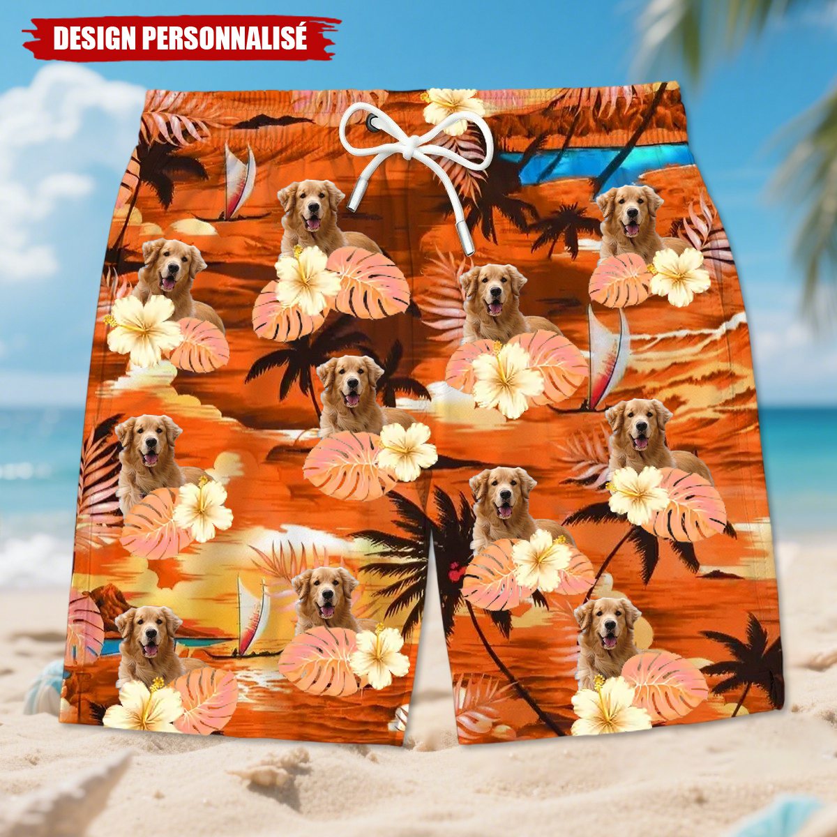 Short de bain personnalisé avec photo de votre animal – Look Estival et Unique