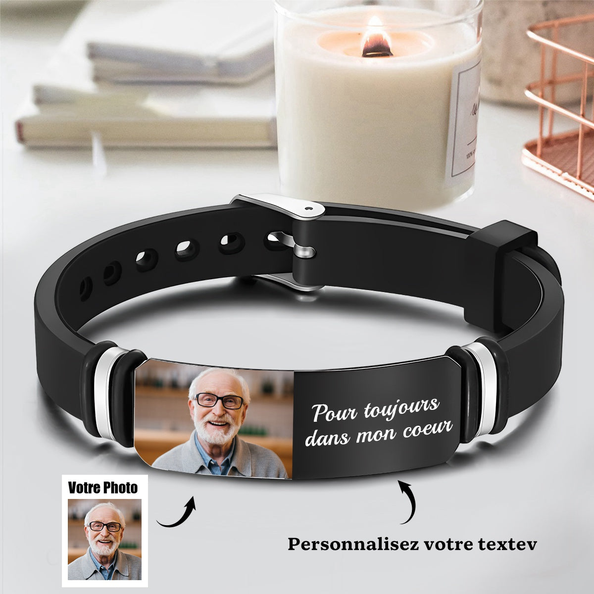 Bracelets Personnalisé Gravé Avec Photo Commémorant Les Cadeaux Pour Hommes