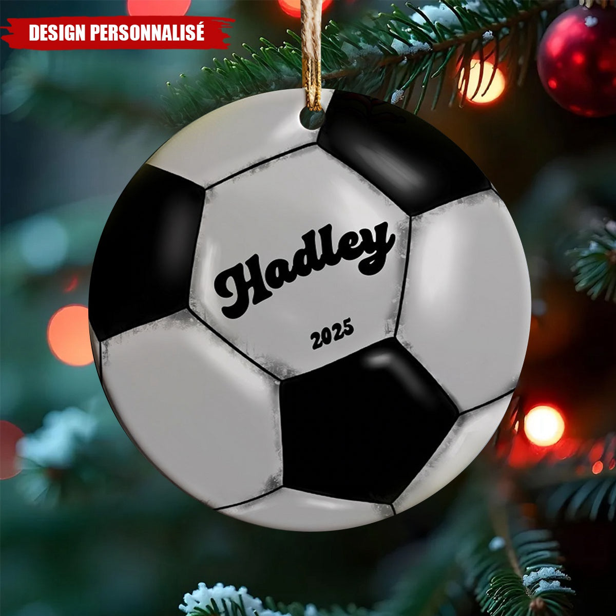 Ornement de Noël Personnalisé – Thème Sport avec Prénom et Année