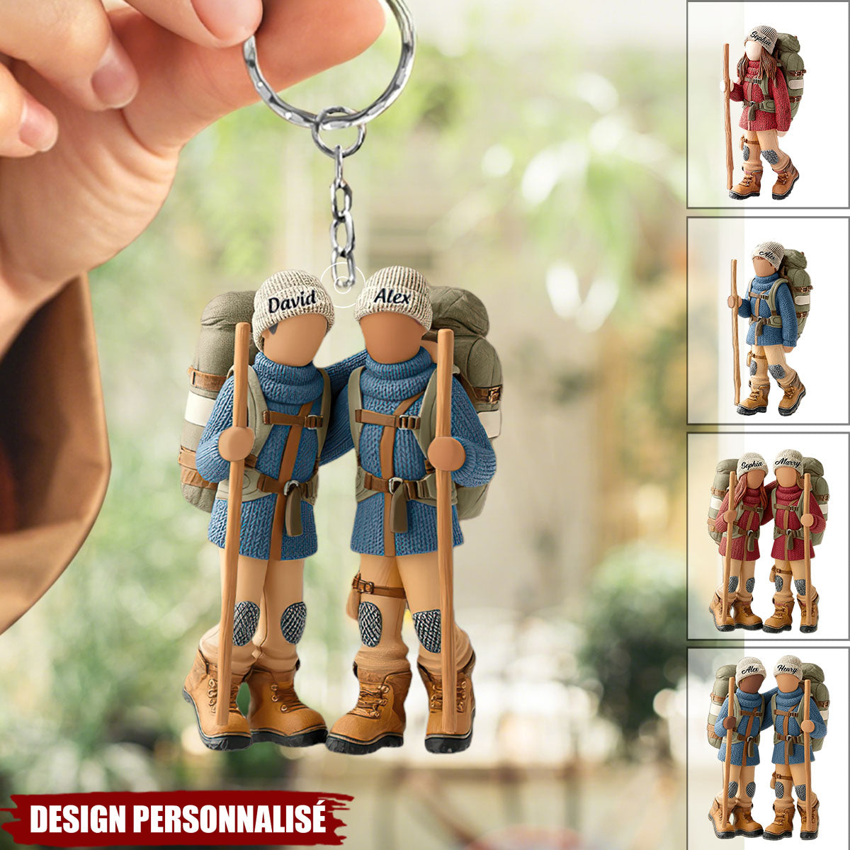 Partenaires de randonnée pour la vie – Porte-clés de randonnée personnalisé