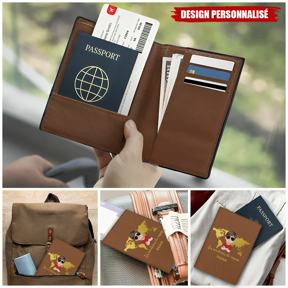 Porte Passeport Personnalisé - Les Aventures De Voyage