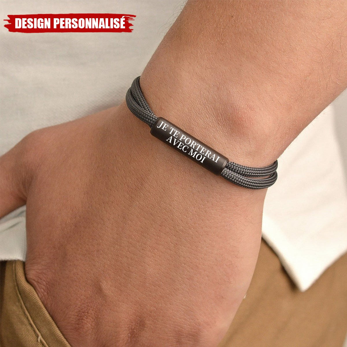 Bracelet Commémoratif Personnalisé - Je te porterai avec moi jusqu'à ce que je te revoie