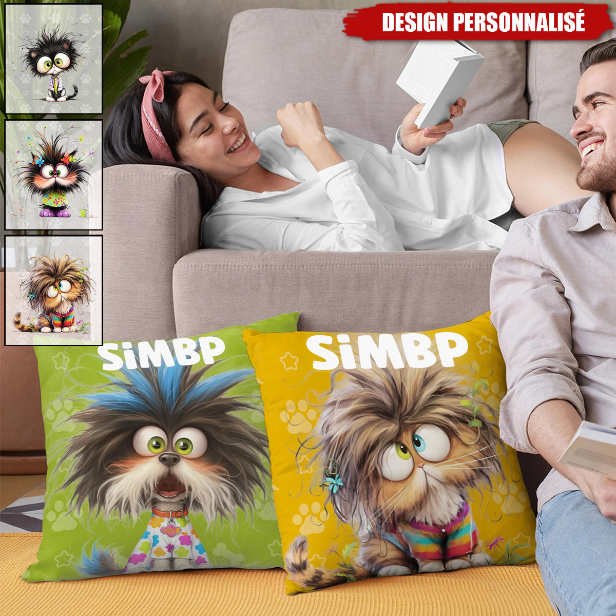 Coussin Personnalisé avec Motif de Chat Amusant – Cadeau Décoratif et Confortable pour la Maison