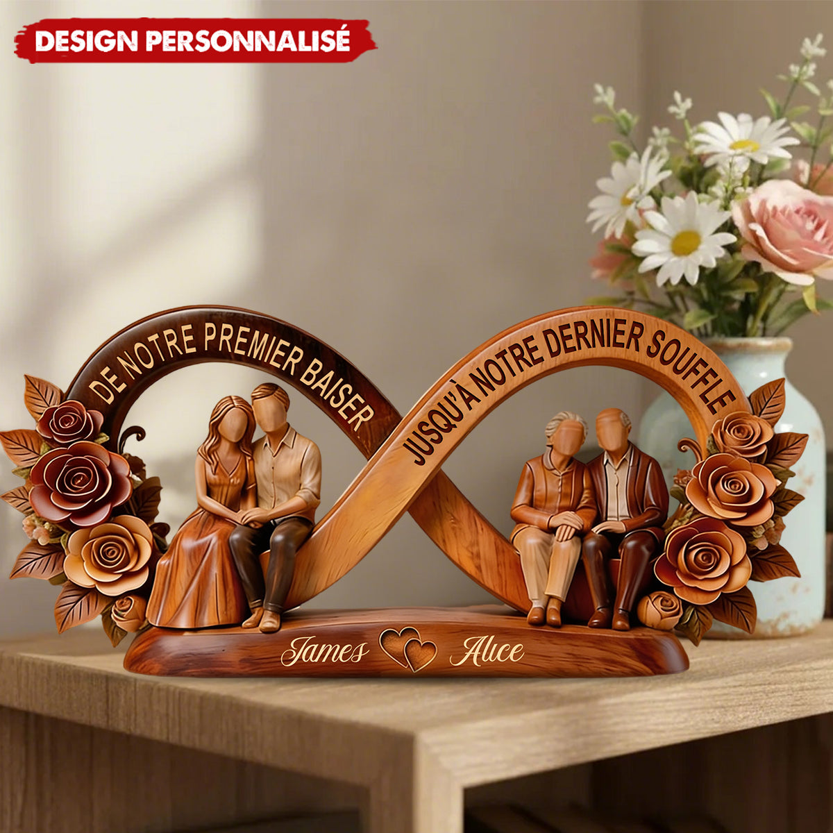 Plaque de couple personnalisée — Souvenir de Couple de Jeunesse à Vieillesse