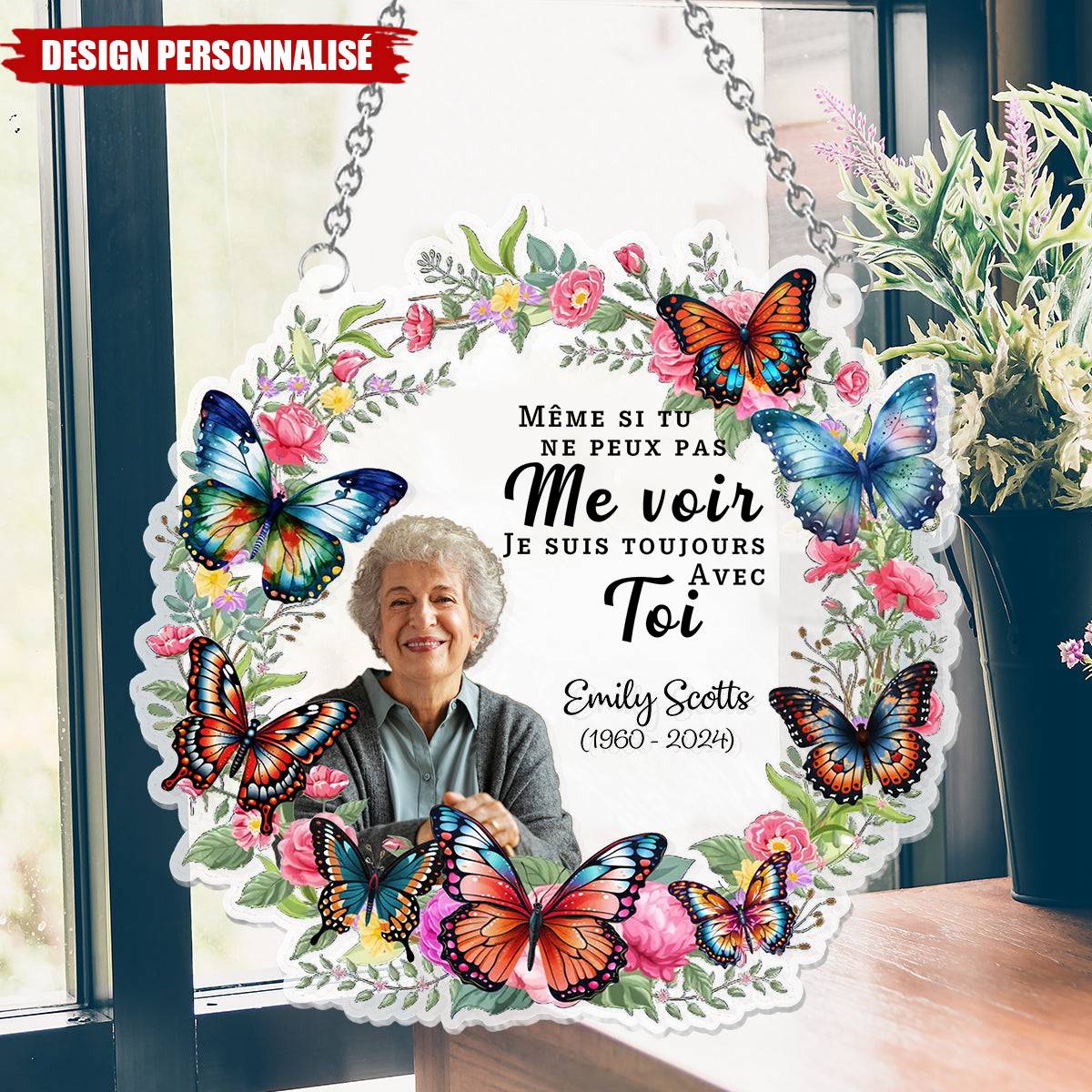 Ornement Attrape-Soleil Personnalisé à Suspendre à la Fenêtre-Mémoire d’un Être Cher