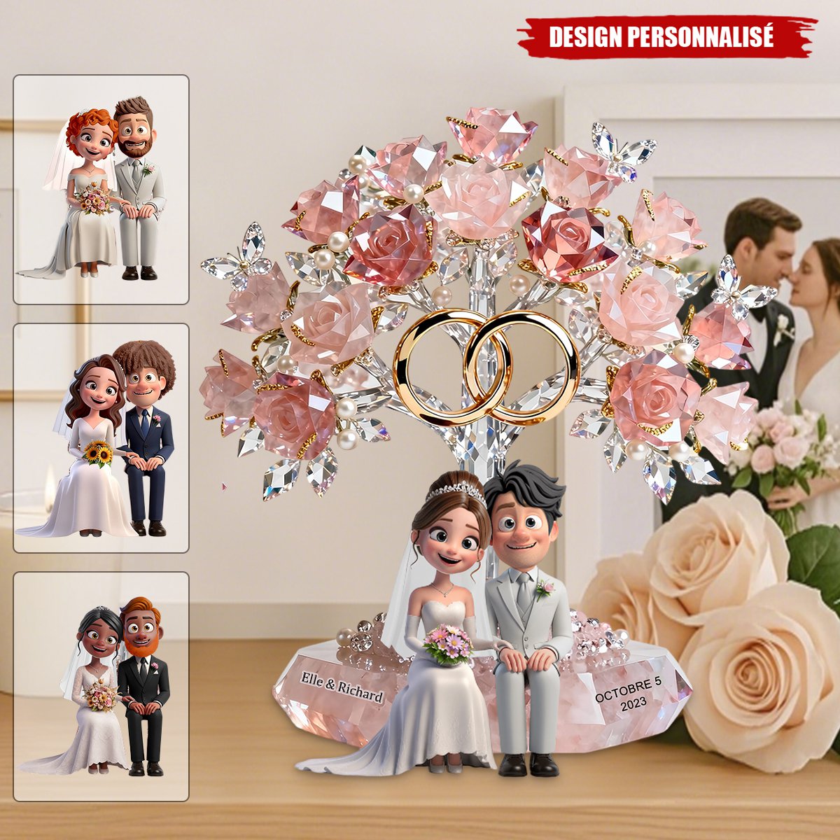 Plaque Personnalisée de Couple de Mariage - Souvenir de mariage pour couple