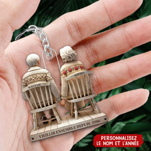 Porte-clés personnalisée "Vieillir ensemble" - Cadeau sentimental pour couple