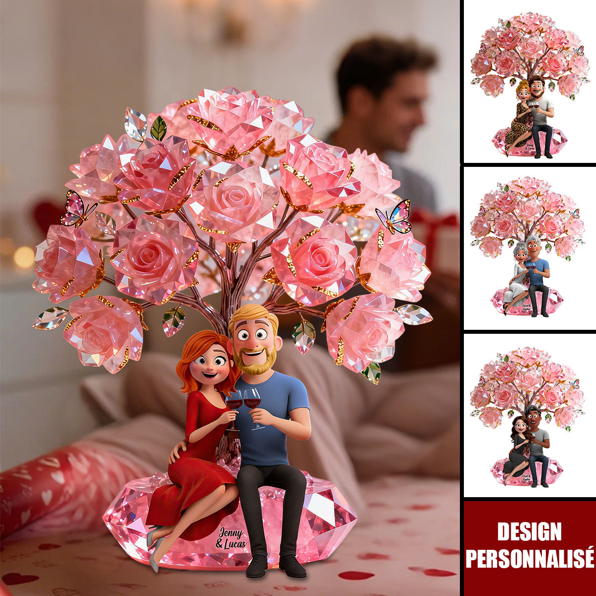 Plaque de Couple Arbre de Roses Personnalisée - Souvenir de Votre Amour