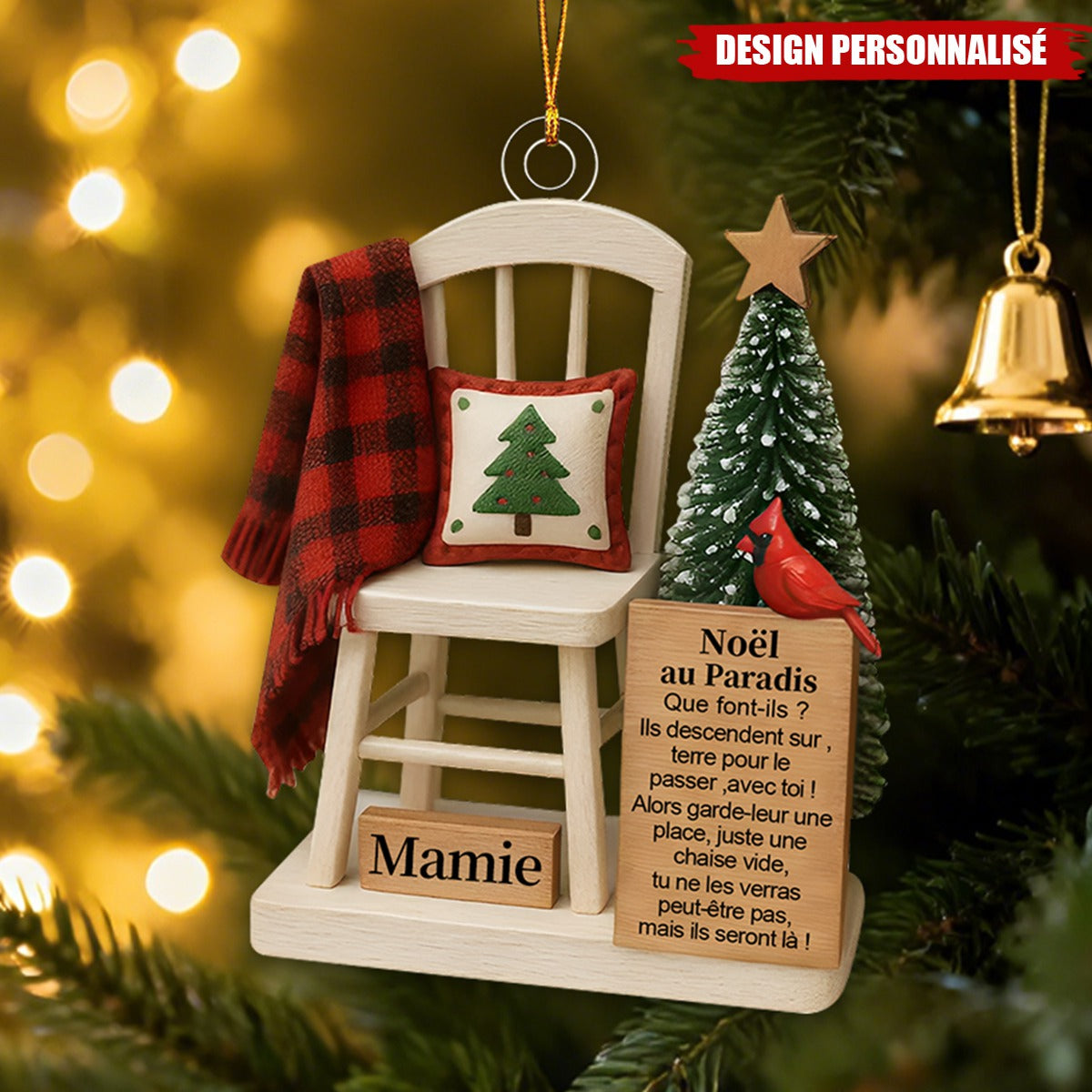 Décoration Personnalisée “Noël au Paradis” – Hommage Émotionnel à un Être Cher